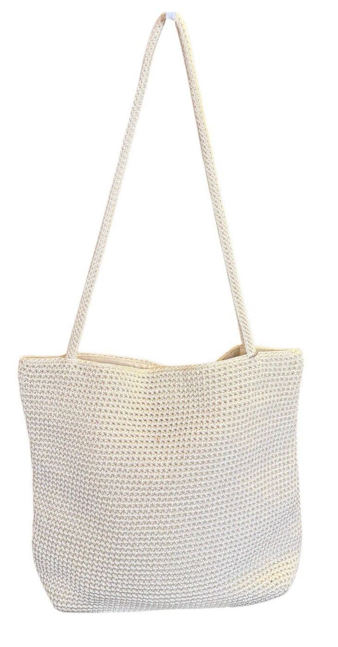 The Sak Crochet Hobo Bag Off-White Lined